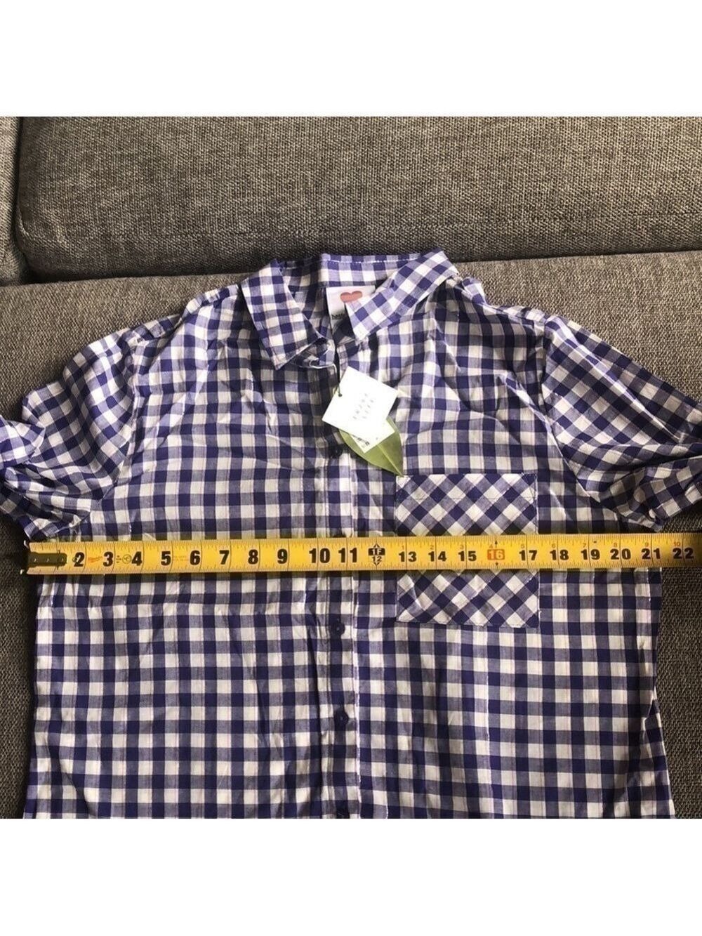 Hester And Orchard Gingham Checkered Button Down Shirt Blue White M - Picture 15 of 16